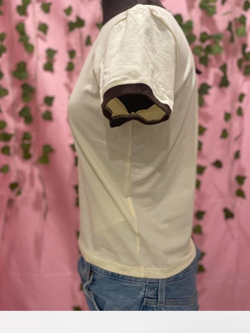 Motel Rocks Cream Ringer Tee with Black Number 5 - Picture 2 of 5